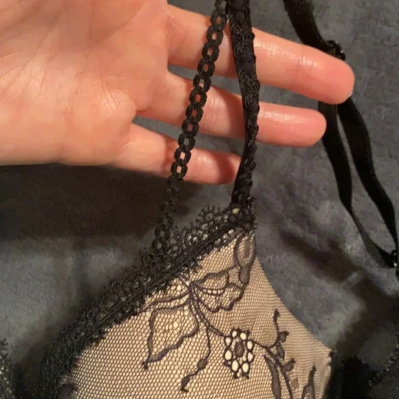 Nude & Black Lace Push Up Bra